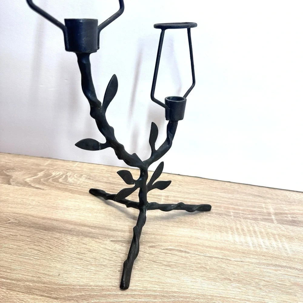 Benjara BM185945 Cast Iron Tree Branch 3 Taper Candle‎ Holder Black